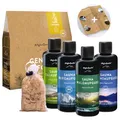 Produktbild: AllgäuQuelle® Saunaaufguss Set Bio 4er Sauna Zubehör 4x100ml Sauna Aufguss - Sauna Set inkl. Karte mit Allgäu Insider-Tipps