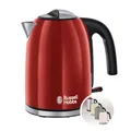 Produktbild: Russell Hobbs Wasserkocher [1,7l, 2400W] Colours+ Edelstahl Rot (Schnellkochfunktion, herausnehmbarer Kalkfilter, optimierte Ausgusstülle, außenliegende Wasserstandsanzeige) Teekocher 20412-70