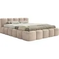 Produktbild: Selsey Cloudy Low - Polsterbett 140x200 cm, mit Bettkasten, wasserabweisender Samt, Beige - Beige