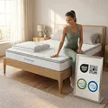 Produktbild: Arensberger Viktoria Matratze 100x200 cm | Taschenfederkernmatratze 25 cm mit 5 cm NANOCELL® Gelschaum | Härtegrad H2/H3/H4 | Federkernmatratze punktelastisch, Rollmatratze | Öko-Tex Zertifiziert