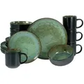 Produktbild: Creatable Kombiservice Nordic Fjord Beige, Grün, Schwarz, Keramik, 16-teilig, 300 ml,450 ml, lebensmittelecht, stapelbar, Essen & Trinken, Geschirr, Geschirr-Sets, Kombiservice