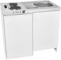 Produktbild: Exquisit KK1085 Miniküche mit Kühlschrank, Spüle und 2er Massekochfeld, 100 cm breit, 75 L, weiß