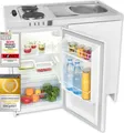 Produktbild: Exquisit Mini-Küche Pantry KK1085 weiss | Kühlschrank mit 76 l Nutzinhalt | Masse-Kochfeld | Edelstahl-Spüle | Spülschrank