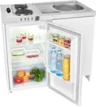 Produktbild: Exquisit Mini-Küche KK1085 mit Masse-Kochfeld, 76 l Kühlschrank, Spüle, Spülschrank, Weiß 668055