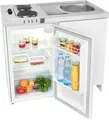 Produktbild: Exquisit Mini-Küche Pantry KK1085 | 2 Kochplatten | Kühlschrank 76 l | Edelstahl-Spüle rechts | 100 cm breit | weiß, E (Spektrum A bis G)