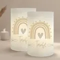 Produktbild: MeinBaby123® Windlicht Tischdeko Taufe - Deko für Mädchen und Junge, Regenbogen Teelicht, 10 Stück