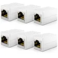 Produktbild: deleyCON 6 Stück RJ45 Kupplung (1000 Mbit) Gigabit LAN Kabel Verlängerung Netzwerkkabel Ethernet Adapter Verbinder Kompatibel zu Cat8, Cat7, Cat6, Cat5 Patchkabel DSL POE 2X RJ45 Buchse - Weiß