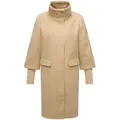 Produktbild: Navahoo Langmantel Polarblüte 14 modischer Damen Mantel in Woll-Optik mit Rippstrickärmeln beige|braun XL (42)