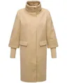 Produktbild: Navahoo modischer Damen Übergangsmantel in Woll-Optik Trenchcoat mit Rippstrick-Ärmeln Polarblüte 14 Beige Gr. XL