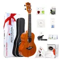 Produktbild: Ukulele Aklot Konzert Ukulele Erwachsene Solides Top Mahagoni Ukelele 23 Zoll mit Kostenlosen Online Kurs 8er Pack Anfänger Starter-Set (Gigbag Plektren Stimmgerät Gürtel Reinigun)