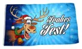Produktbild: Fahne/Flagge Frohes Fest Elch Weihnachten blau 90 x 150 cm