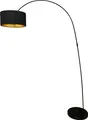 Produktbild: SalesFever Bogenlampe | 1-flammig | Lampenschirm Stoff | Gestell Metall | B 135 x T 38 x H 201 cm | Schwarz-Goldfarben