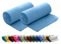 Produktbild: wometo 2er Set Polar Fleecedecke oekoTex 130x160 ca. 400g mit Anti-Pilling und Kettelrand blau Mittelblau