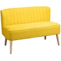 Produktbild: HOMCOM Sofa 2 Sitzer Couch, Kleine Loveseat mit Leinen-Optik Modern Polstersofa für Wohnzimmer, Schlafzimmer, kleinen Raum, Gelb 117 x 56,5 x 77 cm