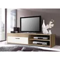 Produktbild: Partikel-Melamin-TV-Schrank – Eiche und Weiß – 1 Klappe + 2 Nischen – 120 x 42 x 32 cm