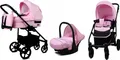 Produktbild: BabyLux® TRAILUX | 3in1 Kinderwagen Set | Light Pink | Kombikinderwagen | Kinderwagenset | Buggy + Babywanne + Autositz / Auto-Babyschale