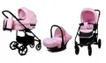 Produktbild: BabyLux® Kinderwagen Set 3 in 1 - Trailux - Light Pink - incl. Babywanne, Buggy Sportsitz, Auto-Babyschale - Autositz - Kinderwagenset - Kombikinderwagen mit Wickeltasche, Regenschutz usw.