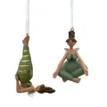 Produktbild: Gall&Zick Yoga Engel Hänger Set (2 STK) – handbemalte Resin-Dekohänger in Yogapose, Weihnachtsbaum-, Fenster- & Wanddeko, Geschenkidee für Yoga-Liebhaber (Mint/Gold)