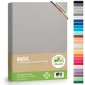 Produktbild: leevitex® Spannbettlaken für Topper – weich, anschmiegsam, pflegeleicht & ideal zum Wohlfühlen, Gummizug: Rundum-Gummizug, 100 % Baumwolle, 18 cm Steghöhe grau|silberfarben 140x200-160x200 cm