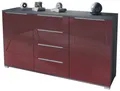 Produktbild: Vladon Sideboard Linio V1 (Anrichte, mit 2 Türen und 4 Schubladen), Anthrazit matt/Bordeaux Hochglanz (138,5 x 75,5 x 35 cm)