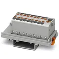 Produktbild: PHOENIX CONTACT PTFIX 4/18X1.5-NS35 GY Verteilerblock,Block mit Senkrechter Ausrichtung/Integrierter Einspeisung,500V Nennspannung,17.5A Nennstrom,Push-in-Anschluss,19 Anzahl der Anschlüsse,1 Stück