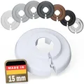 Produktbild: FUX 2 St. Heizungsrohr Rosette 15mm Abdeckung Verkleidung - Einzelrosetten Weiß für Heizkörperrohre