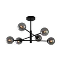 Produktbild: Qazqa - Moderne Deckenleuchte I Deckenlampe I Lampe I Leuchte Schwarz mit Rauchglas 6-flammig - Ryan I Wohnzimmer I Schlafzimmer - Metall Länglich I Kugel I Kugelförmig - LED geeignet G9