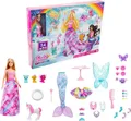Produktbild: Barbie Dreamtopia Adventskalender Barbie-Puppe und 24 Geschenke einschließlich märchenhafte Moden, magische Haustiere und Zubehör, Urlaub Geschenk, HGM66