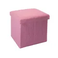 Produktbild: INTIRILIFE Faltbarer Sitzhocker 30x30x30 cm in KIRSCHBLÜTEN PINK - Sitzwürfel mit Stauraum und Deckel aus Stoff in Leinen Optik - Sitzcube Fußablage Aufbewahrungsbox Truhe Sitzbank