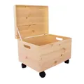 Produktbild: SEVICO XXL Holzkiste mit Deckel & Rollen | 40x30x23 cm | Naturholz Aufbewahrungsbox für Spielzeug, Werkzeuge, Fotos | DIY, Garten, Deko