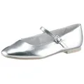 Produktbild: Riemchenballerina TAMARIS, Damen, Gr. 36, silber (silberfarben), Lederimitat, metallic, unifarben, Schuhe Riemchenballerina, Blockabsatz, Businessschuh, Flats in veganer Verarbeitung