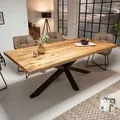 Produktbild: riess-ambiente Massiver Industrial Esstisch GALAXIE 180cm Mangoholz sternenförmiges Gestell Esszimmertisch Tisch - Naturbelassen