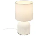 Produktbild: Brilo Tischleuchte Ino Stoffschirm Keramikfuß Kabelschalter 15 x 28 cm Weiß