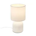 Produktbild: BRILONER - Tischlampe mit Stoffschirm, Kabelschalter, Keramikfuß, Lampe, Nachttischlampe, Tischleuchte, Dekolampe Flur, Bürolampe, Leselampe, Wohnzimmer, Schlafzimmer, 15x28 cm (DxH), Weiß