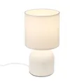 Produktbild: BRILONER Tischlampe Weiß Stoffschirm Keramikfuß Kabelschalter Nachttischlampe
