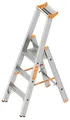 Produktbild: Layher 1064003 Stufenstehleiter einseitig begehbar Topic mit 3 Breiten Stufen, Aluminiumleiter klappbar mit Podest, Länge 1.40 m