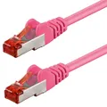 Produktbild: Netzwerkkabel Cat.6 magenta 1,5m S/FTP PiMF 250MHz DSL LAN Patch-Kabel 1:1