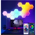 Produktbild: Jibenhome LED Dekolicht Hexagon LED Panel, Sechseck Light, Musik Sync, Smart Wandleuchte, RGB, Mit Bluetooth-App und Fernsteuerung Ambiance Wandleuchter für Gaming