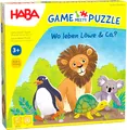 Produktbild: HABA Game Meets Puzzle – Wo Leben Löwe & Co.? – Würfelspiel & Puzzle in einem – 4 Puzzles mit 4 großen Tier-Holzfiguren – ab 3 Jahren – 2011724001