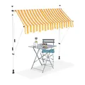Produktbild: Relaxdays Klemmmarkise, Balkon Sonnenschutz, einziehbar, Fallarm, ohne Bohren, höhenverstellbar, 200 cm breit, gelb gestreift