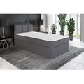 Produktbild: Boxspringbett, Jugendbett NASI 80x200 (Rechts) mit Bettkästen, Bonell-Matratze und Topper. Farbe: Grau. - Grau