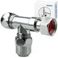 Produktbild: Tecuro - T-stück 3/8 Zoll / Ø 10 Mm Abzweigverteiler Für Eckventile Ms-verchromt - Mit Dichtung