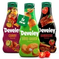 Produktbild: Develey – Saucen-Set 3x250ml Squeeze-Flaschen im Bundle – Bundle bestehend aus Süß-Sauer, Curry & BBQ – Ohne Konservierungsstoffe & Glutamat - Perfekt für viele Gerichte als Topping oder Dip