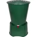 Produktbild: XL Regentonne 210 Liter aus Kunststoff in Grün. Mit sehr robustem Monoblock Stand, Wasserhahn und Deckel mit Sicherheitsverschluss - Grün