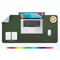 Produktbild: Mausepad XL, Große Mausmat, DOBAOJIA Laptop-Schreibtischmatte, Schreibtischunterlage, Büro Schreibtisch Pad, Schreibblock, Doppelseitige Verwendung PU Leder Wasserdicht 80 x 40cm (Dunkelgrün/Grau)
