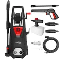 Produktbild: Lehmann Hochdruckreiniger Hudson mit Aluminiumpumpe, 450 l/h, 1800 W, 145 bar, inkl. flexibler 5-Meter-Schlauch, Schaumflasche und zwei Düsen