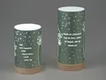 Produktbild: 2er Set LED Tischlampen Pusteblume mit Spruch H. 20cm grün mit Timer Formano