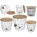 Produktbild: mucHome 3er Set Beistelltisch rund Metallkorb mit Holzplatte 3er Set ca. 41 x 39 cm, 36 x 34 cm, 30 x 29 cm ineinander stapelbar