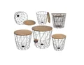 Produktbild: mucHome Beistelltisch 3er Set Beistelltisch rund Metallkorb mit Holzplatte Stapelbar (1 x 3er Set Beistelltisch rund mit abnehmbarer Holzplatte)