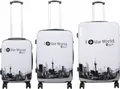 Produktbild: Kofferset 3tlg Reisekoffer Polycarbonat Hartschale Fly the world weiß